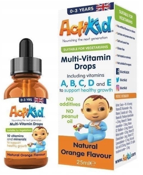 ActiKid Multi-Vitamin w kroplach o smaku pomarańczowym 25 ml ActiKid Multi-Vitamin w kroplach o smaku pomarańczowym 25 ml