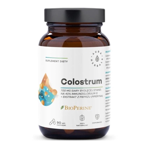 Aura Herbals Colostrum 700 mg + BioPerine 90 kapsułek Aura Herbals Colostrum 700 mg + BioPerine 90 kapsułek