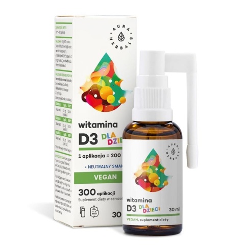 Aura Herbals Witamina D3 Vegan dla dzieci 30ml Aura Herbals Witamina D3 Vegan dla dzieci 30ml