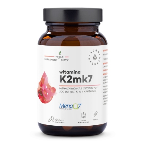Aura Herbals Witamina K2MK7 MenaQ7® 200 μg 90 kapsułek Aura Herbals Witamina K2MK7 MenaQ7® 200 μg 90 kapsułek