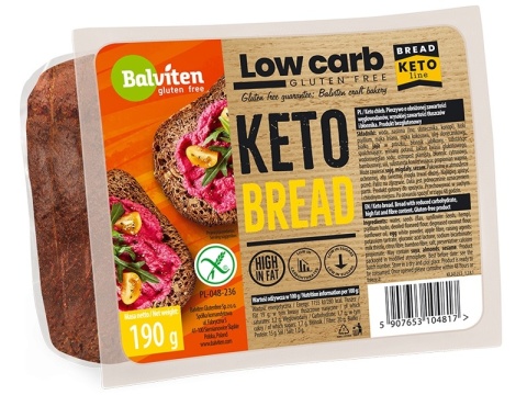 Balviten Chleb KETO O Obniżonej Ilości Węglowodanów Bezglutenowy 190 g Balviten Chleb KETO O Obniżonej Ilości Węglowodanów Bezglutenowy 190 g