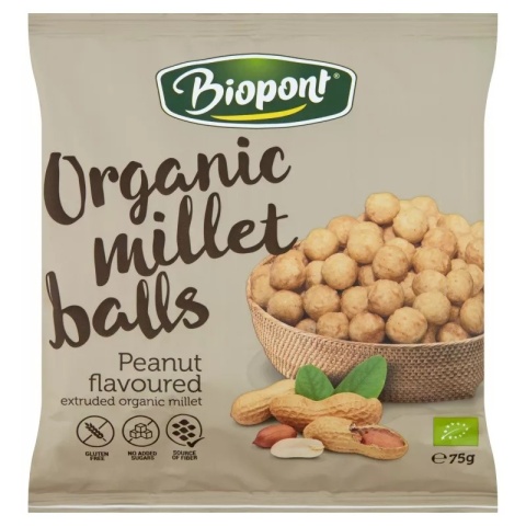 Biopont Chrupki Jaglane Z Orzeszkami Ziemnymi Prażonymi Bezgl. BIO 75 g Biopont Chrupki Jaglane Z Orzeszkami Ziemnymi Prażonymi Bezgl. BIO 75 g