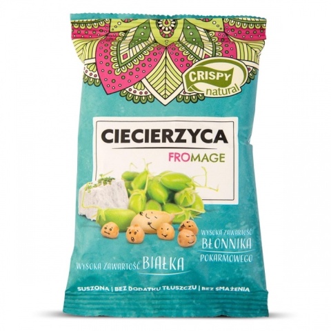 Crispy Natural Ciecierzyca suszona z posypką o smaku serka fromage ze szczypiorkiem 25 g Crispy Natural Ciecierzyca suszona z posypką o smaku serka fromage ze szczypiorkiem 25 g