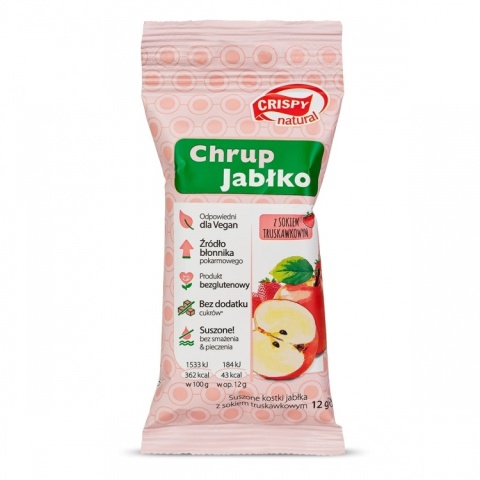 Crispy Natural Jabłko z sokiem truskawkowym w kostce 12 g Crispy Natural Jabłko z sokiem truskawkowym w kostce 12 g