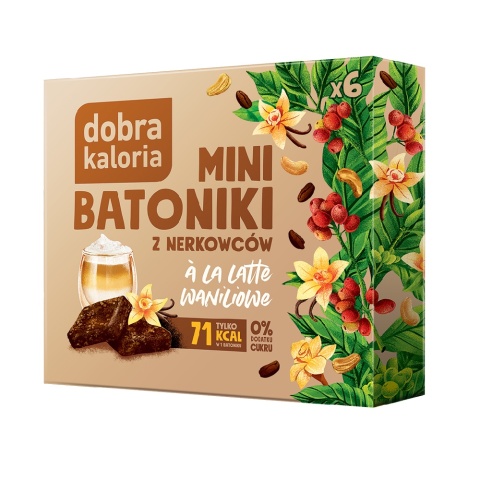 Dobra Kaloria Mini Batoniki z nerkowców ala latte waniliowe 102g Dobra Kaloria Mini Batoniki z nerkowców ala latte waniliowe 102g