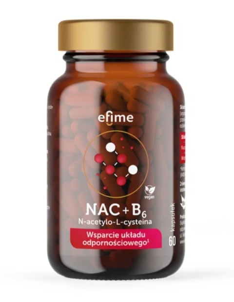 EkaMedica Efime NAC N-acetylo-L-cysteina i Witamina B6 60 kapsułek EkaMedica Efime NAC N-acetylo-L-cysteina i Witamina B6 60 kapsułek