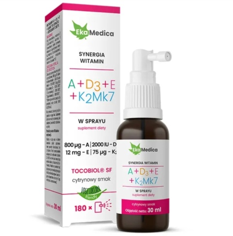 EkaMedica Witaminy A+D3+E+K2Mk7 spray 30 ml EkaMedica Witaminy A+D3+E+K2Mk7 spray 30 ml