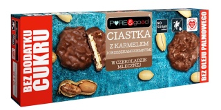 PURE & GOOD Ciastka z karmelem i orzechami w czekoladzie bez dod. cukru 128g