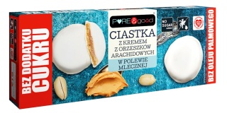 PURE & GOOD Ciastka z kremem orzechowym polewa mleczna bez dod. cukru 128g