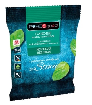 PURE & GOOD Cukierki eukaliptusowo-miętowe ze stewią bez cukru 50g
