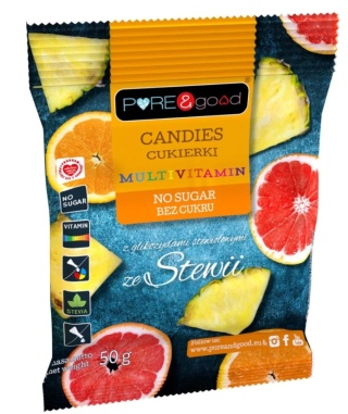 PURE & GOOD Cukierki multivitamin ze stewią bez cukru 50g