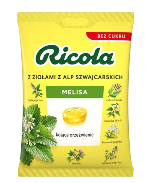 RICOLA Melisa szwajcarskie cukierki ziołowe 68 g RICOLA Melisa szwajcarskie cukierki ziołowe 68 g