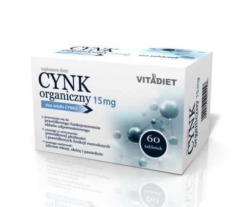 VITADIET Cynk organiczny 15 mg 60 tabletek VITADIET Cynk organiczny 15 mg 60 tabletek