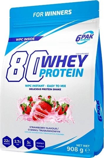 6PAK 80 Whey Protein 908g o smaku truskawkowym 6PAK 80 Whey Protein 908g o smaku truskawkowym