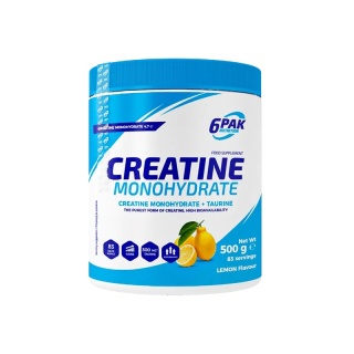 6PAK Creatine Monohydrate (Monohydrat Kreatyny) 500g o smaku cytrynowym