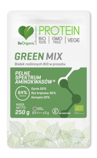 BeOrganic by Aliness Green MIX białek roślinnych BIO 250 g