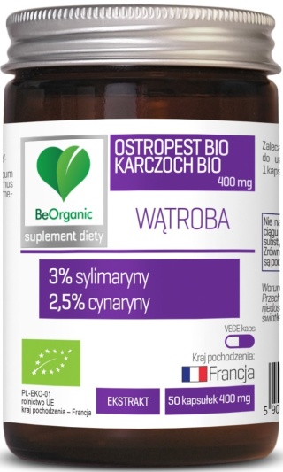 BeOrganic by Aliness Ostropest BIO 3% + Karczoch BIO 2,5% 400mg 50 kapsułek
