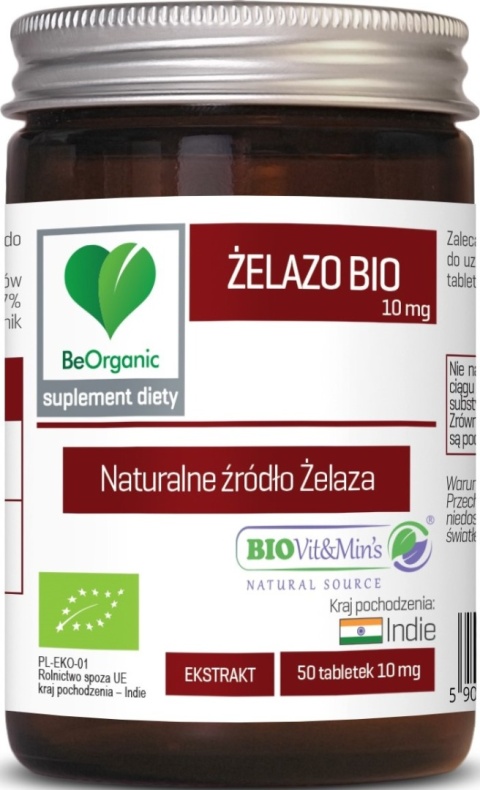 BeOrganic by Aliness Żelazo BIO 10 mg 50 tabletek BeOrganic by Aliness Żelazo BIO 10 mg 50 tabletek