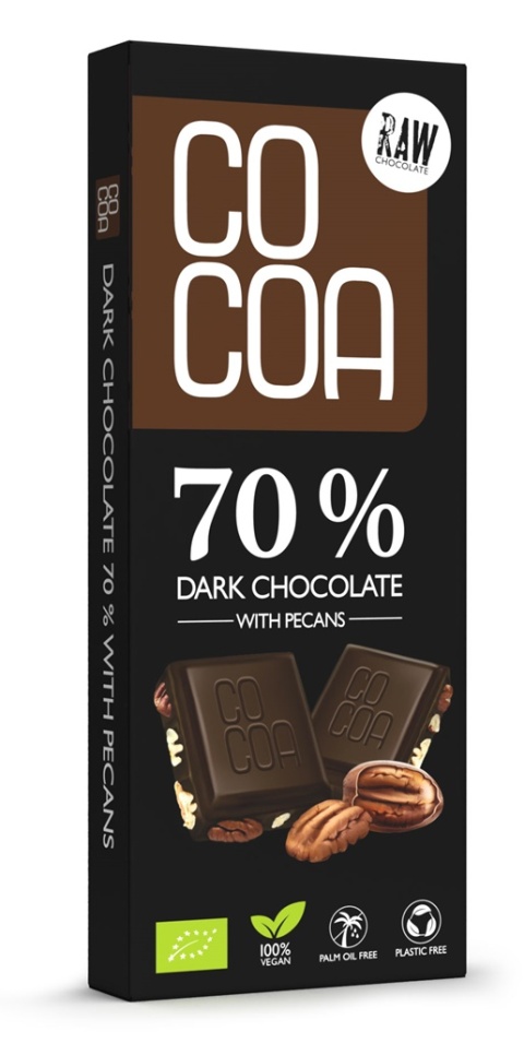 COCOA Czekolada Ciemna 70% Z Orzechami Pekan BIO 40 g COCOA Czekolada Ciemna 70% Z Orzechami Pekan BIO 40 g