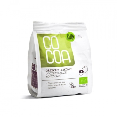 COCOA Orzechy Laskowe W Czekoladzie Kokosowej BIO 70 g COCOA Orzechy Laskowe W Czekoladzie Kokosowej BIO 70 g