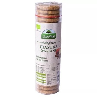 EKOWITAL Ciastka owsiane z owocami i orzechami BIO 250 g
