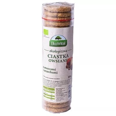 EKOWITAL Ciastka owsiane z owocami i orzechami BIO 250 g EKOWITAL Ciastka owsiane z owocami i orzechami BIO 250 g