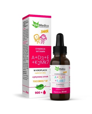 EkaMedica Witaminy Junior A+D3+E+K2Mk7 krople 30ml