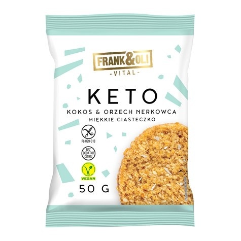 Frank&Oli Keto Ciastko Miękkie Kokos i Orzech Nerkowca 50g Frank&Oli Keto Ciastko Miękkie Kokos i Orzech Nerkowca 50g