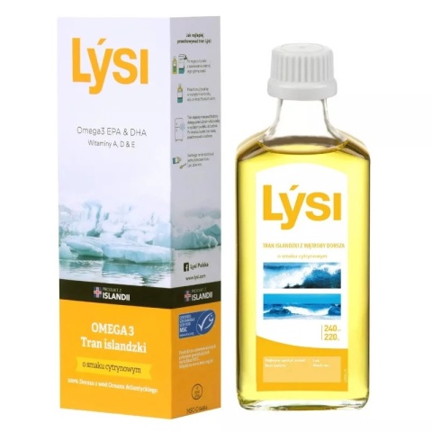 Lysi Tran islandzki 240 ml o smaku cytrynowym Lysi Tran islandzki 240 ml o smaku cytrynowym