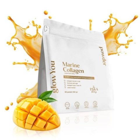 Paka Natury Kolagen morski glowYou 5000 mg 180 g 30 porcji smak mango Paka Natury Kolagen morski glowYou 5000 mg 180 g 30 porcji smak mango