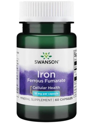 Swanson Fumaran żelaza 18 mg 60 kapsułek