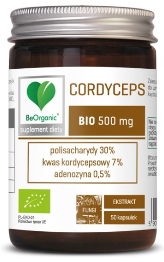 BeOrganic by Aliness Cordyceps BIO ekstrakt 30/7/0,5 500 mg 50 kapsułek