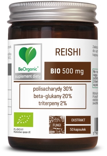 BeOrganic by Aliness Reishi BIO ekstrakt 30/20/2 500 mg 50 kapsułek BeOrganic by Aliness Reishi BIO ekstrakt 30/20/2 500 mg 50 kapsułek