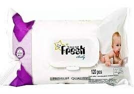 Fresh Baby Chusteczki nawilżane Jumbo pack z klipsem 120 sztuk Fresh Baby Chusteczki nawilżane Jumbo pack z klipsem 120 sztuk