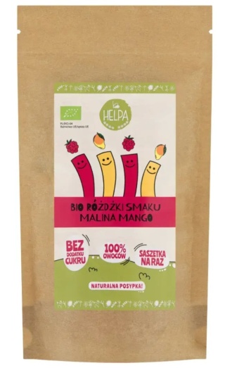 Helpa Różdżki Smaku Mix Malina-Mango Liofilizowane Owoce BIO (10x2 g) 20 g