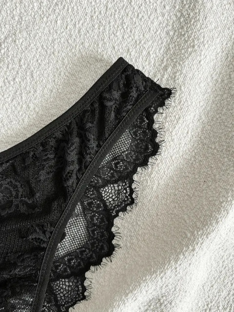Komplet koronkowej bielizny Sweet Fashion Emma „S” - Czarny