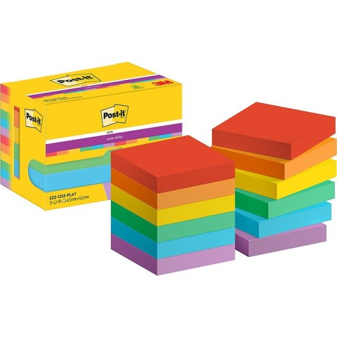 Karteczki Post-it Super Sticky 47.6x47.6mm (622-12SS-PLAY) (12x90) Post-it Karteczki Post-it Super Sticky 47.6x47.6mm (622-12SS-PLAY) (12x90) Post-it