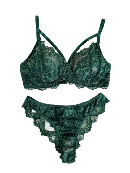 Komplet koronkowej bielizny Sweet Fashion Emma „S” - Malachitowa Zieleń