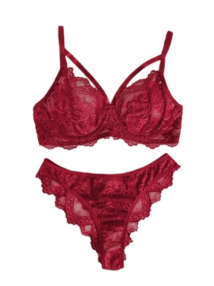 Komplet koronkowej bielizny Sweet Fashion Emma „S” - Czerwony