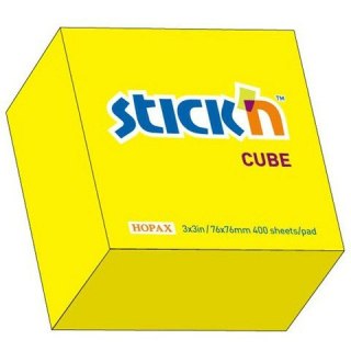 KARTECZKI STICK'N 76*76mm ŻÓŁTE NEON (400) STICK'N
