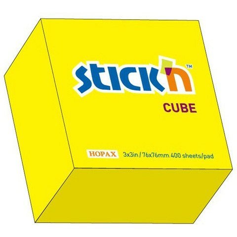 KARTECZKI STICK'N 76*76mm ŻÓŁTE NEON (400) STICK'N