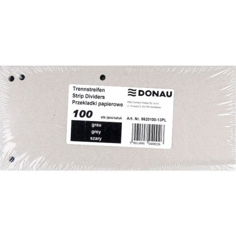 Przekładki kartonowe Donau 1/3 A4 szare (100) Donau Przekładki kartonowe Donau 1/3 A4 szare (100) Donau