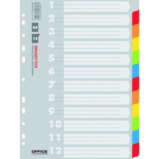 Przekładki kartonowe Office Products A4 12 kolorów Office Products