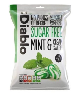 Diablo Cukierki śmietankowe 0% cukru o smaku Mięty 75 g