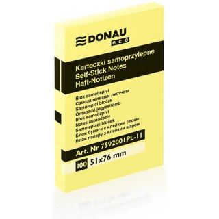 Karteczki Donau Eco 51x76mm żółte (100) Donau