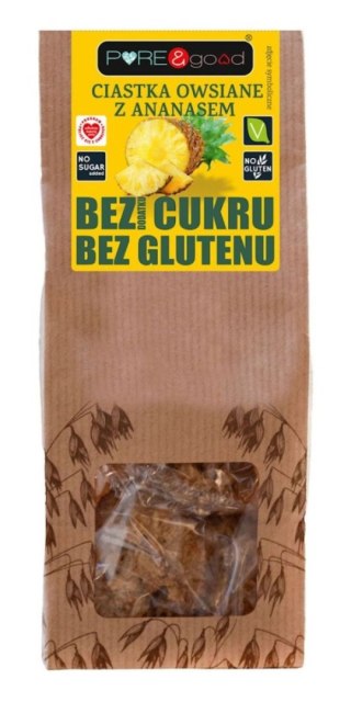 PURE & GOOD Ciastka owsiane z ananasem bezglutenowe bez cukru 150g