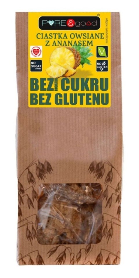 PURE & GOOD Ciastka owsiane z ananasem bezglutenowe bez cukru 150g