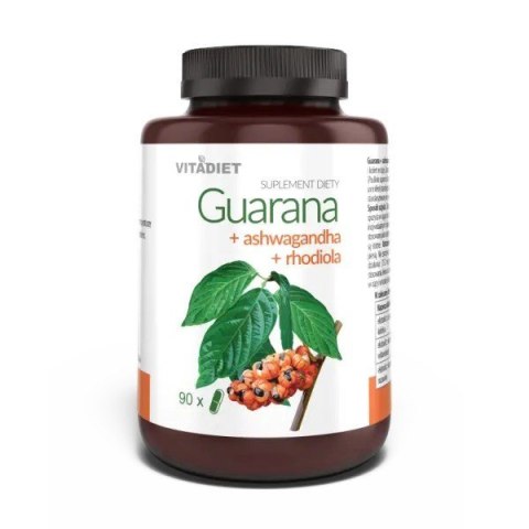 VITADIET Guarana + ashwagandha + rhodiola 90 kapsułek VITADIET Guarana + ashwagandha + rhodiola 90 kapsułek