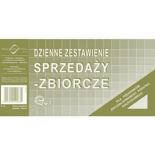 DZIENNE ZESTAWIENIE SPRZEDAŻY - ZBIORCZE 1/3 A4 Michalczyk i Prokop