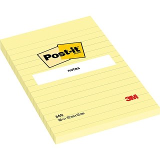 KARTECZKI POST-IT 102x152mm LINIE ŻÓŁTE (100) Post-it
